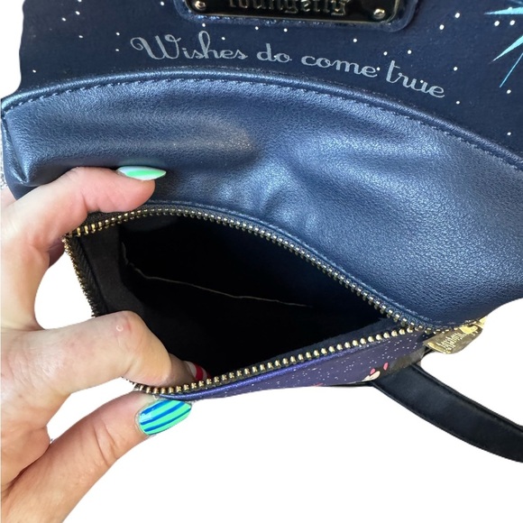 Loungefly Navy Fairy Wishes Do Come True Mini Backpack with Starry Design Disney - Picture 3 of 9